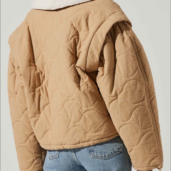 ASTR the Label Nadine Faux Shearling Trim Quilted Jacket - Picture 3 of 5